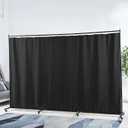 Wall Partition Room Divider, Width Adjustable from 7ft to 11ft, Metal Frame Room Partition with Lockable Universal Wheels, Privacy Screen with Magnetic Sunshade for Bedrooms and Offices (Black)