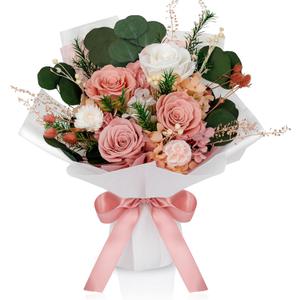 Perfectione Roses 4 Roses Mixed Bouquet for Mother's Day, Flowers for Delivery, Preserved Flowers Birthday Gift for Women Mom Wife Grandma Her, Dusty Rose