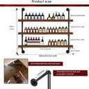 39.7in Large Wine Rack with LED Light Solid Wood Wall Mounted Wine Rack, 3-Tiers Liquor Bottles Floating Shelves Display Storage Organizer for Home Bar & Dining Room (100cm/39.7in)