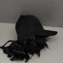 GUOJIAN Hat Wigs for Women 6' Short Wave Baseball Cap Wigs with Curly Hair Extensions Synthetic Wave Wig Adjustable Hat with Hair Attached for Daily Use (1B, 6inch)