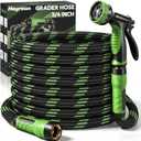 NON-EXPANDABLE Garden Hose 25 FT, Heavy Duty Steel Metal Flexible Water Hose with 10-Function Spray Nozzle, Durable Fabric Skin, No Kinks & Leak-Proof with Upgraded Handle