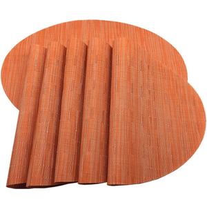 Placemats,Red-A Imitation Bamboo Oval Woven Vinyl Heat Resistant Placemats Washable Table Mats for Kitchen Table Set of 6,Orange