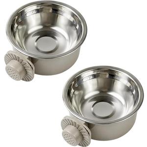 2Pcs Pets Lightweight Stainless Steel Bowl,Removable Stainless Steel Pet Hanging Food Water Feeder Bowl for Puppy Dog Cat Rabbit Ferret Bird Gunea Pigs (Medium)