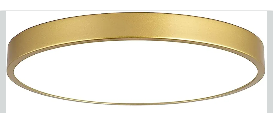 Gold Flush Mount Ceiling Light, 12 Inch Metal Modern Round Gold Light Fixtures - 3 Colors, 3000K-5000K LED, 20W Low Profile Ceiling Lighting for Bedroom, Living Room, Hallway