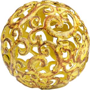 Everydecor Metal Decorative Sphere for Home Decor - Decorative Balls for Shelves, Centerpiece Bowls, Bookshelf - Decoration Orbs Accents for Living Room, Bedroom - Fancy Yellow Shelf Spheres (4 Inch)