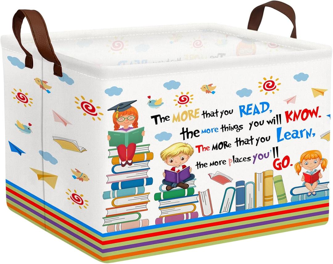 Reading Book Storage Basket Organizer for Nursery, Classroom, Library, and Daycare Store Books, Clothes (Kid Learning)