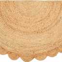 Half Hand Woven Area Rug Braided Jute Scalloped Border, Decor Collection Classic Quality Made for Living Room, Kitchen, 22x42 - Natural (1'10" x 3'6" (Semicircular))
