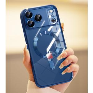 for iPhone 17 Pro Max Case with 1x Screen Protector, [Compatible with MagSafe] [Integrated Camera Protection], Non Yellowing Slim Cute Women Girly Magnetic Cover for iPhone 17 Pro Max, Blue