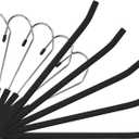 Spring Fever Space Saving Open Ended Heavy Duty Chrome Plating Non Slip Friction Foam Coated Slack Pants Trousers Hangers Black 5