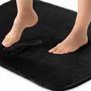 Original Thick Memory Foam Bath Rug (29x19.5 Inch) Cushioned, Extra Soft Floor Rug Mats, Absorbent Bathroom Mat, Machine Wash + Dry, Luxury Plush Comfortable Carpet Bath Room (Black)