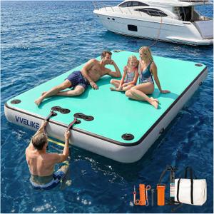 Inflatable Floating Dock, Lake Floats Pool Float Water Island Raft, Inflatable Dock River Floats Inflatable Platform for Yacht, Floating Mat for Lake, Boat Floating Mat for Pool Ocean 5FT/8FT/10FT
