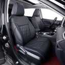 EKR Rav4 Seat Covers Custom Fit for Toyota Rav4(Gasoline) 2019 2020 2021 2022 2023 2024 2025 LE/XLE/XLE Premium/Limited,Leather Car Seat Cover Full Set for SUV,Faux Leather(Black with Blue Piping)