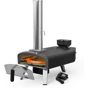 Mimiuo Outdoor Pizza Oven 12" Wood Pellet Pizza Oven with Rotating Round Pizza Stone, Portable Pizza Stove for Outside Backyard Camping Picnics