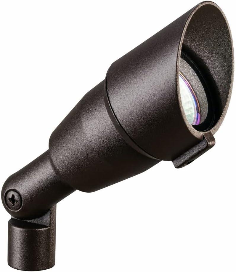 Kichler 7.5" Outdoor Accent Light in Textured Architectural Bronze, 12V LED Adjustable Spotlight, (7.5" L x 3" H),, 15374AZT