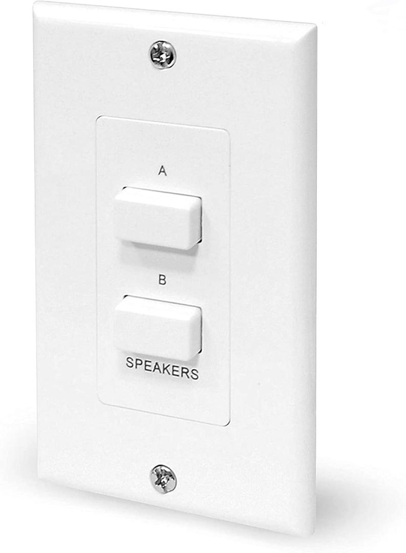 In Wall Speaker Selector Switch - Home Audio 2-Channel A/B Dual Channel Speakers Controller Pod Box - Control and Activates (2) Pair of Indoor or Outdoor Speakers - Pyle PVCS2