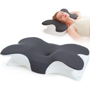 Cervical Memory Foam Neck Pillow for Neck and Shoulder Pain Relief, Ergonomic Orthopedic Contour Support Pillow for Side and Back Sleepers with Cool Soft Cover