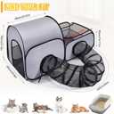Portable Cat Playpen with Surround Tunnel, 2-Linked-Enclosed Areas, Ideal Cat Tent Outdoor or Cat Playpen for Indoor Cats Enclosed.Breathable Mesh Design for Indoor & Outdoor Use(Grey)
