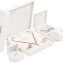 Leather Ring Box Jewelry Gift Box Ring Holder Storage Case for Proposal,Wedding,Mother's Day,Valentine's Day Gift (White)