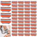 48Pcs Razor Blades for Men, 48 Count -5 Layer Premium Stainless Steel Refills, High Performance Mens Blades with Lubrication Strip and Precision Trimmer, Close & Comfortable, Durable & Sharp Shave