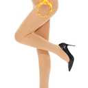 CozyWow Opaque Fleece Lined Tights for Women, Soft Warm Thermal Tights for Winter Beige, SM