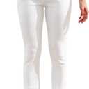 JAMfit Women's Pull-On Capri Pants Stretch High Waist Dressy Casual Cropped Pants with Pockets (White)