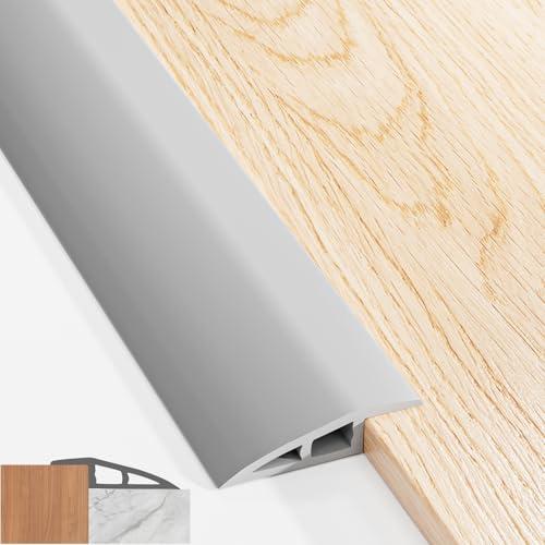 Carpet to Tile Transition Strip, Vinyl Floor Transition Strip Self Adhesive for Door Threshold Height Within 0.39", Carpet Edge Trim, Waterproof Transitions Strips for Doorways Floor, Grey