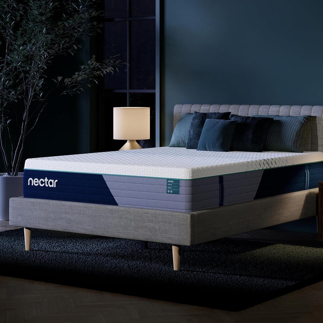Nectar Premier Hybrid 13 Queen Mattress - Medium Firm - Memory Foam & Innerspring Coils - Cooling Upgrade - 2 Pressure Relief Layer - Mattress in a Box