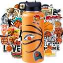 Basketball Water Bottles for Boys 32 oz and 100 PCS Basketball Stickers Sports Insulated Stainless Steel Water Bottle Basketballs Accessories Stuff Gear Gifts For 8-12 12-14 Player