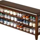 Shoe Bench Storage Rubberwood with Leather Cushion for Entryway Bench Ideal for Hallways Shoe Rack Front Doors Entrances Mudrooms Featuring 3 Height-Adjustable and Removable Shelves (47.2")