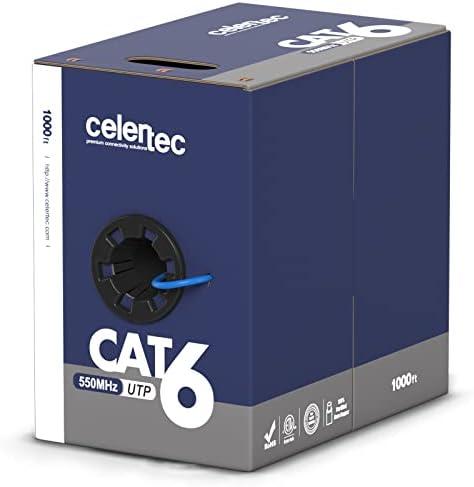 celertec CAT6 Ethernet Cable, 1000ft, 23AWG Solid Bare Copper, Unshielded Twisted Pairs(UTP), 550MHz, ETL Listed &CMR Riser Rated, Indoor, Bulk Ethernet Cable, Pull Box -Blue