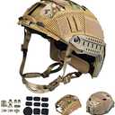 ActionUnion Tactical Airsoft Paintball Fast Helmet with Cover PJ Type Adjustable Protective NVG Mount for Sports Hunting Shooting