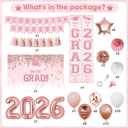2 x Ouddy Life Graduation Decorations Class of 2026 Pink Rose Gold Graduation Decoration 61Pcs with Congrats Grad Backdrop Banner Porch Sign Balloons for Graduation Party Supplies College Campus Decor