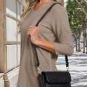 3/4 Sleeve Tops for Women Basic Crew Neck Fall Blouses Casual Fit T Shirts, Apricot, L