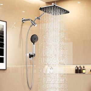 Veken 11.8" Rain Shower Head with Handheld, High Pressure Handheld Shower with Multi Spray Modes, Rainfall Combo with Metal Extension Arm, Detachable Dual Showerhead, Bathroom Decor, Chrome Silver (11.8 Inch (Upgraded) +22% Mixed Mode Flow)