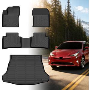 Floor Mats for Toyota Prius 2016 2017 2018 2019 2020 2021 2022(NOT for Prius c or Prius v), Front Rear Mats & Cargo Liner, TPE Non-Slip Waterproof Summer Winter Car Accessories