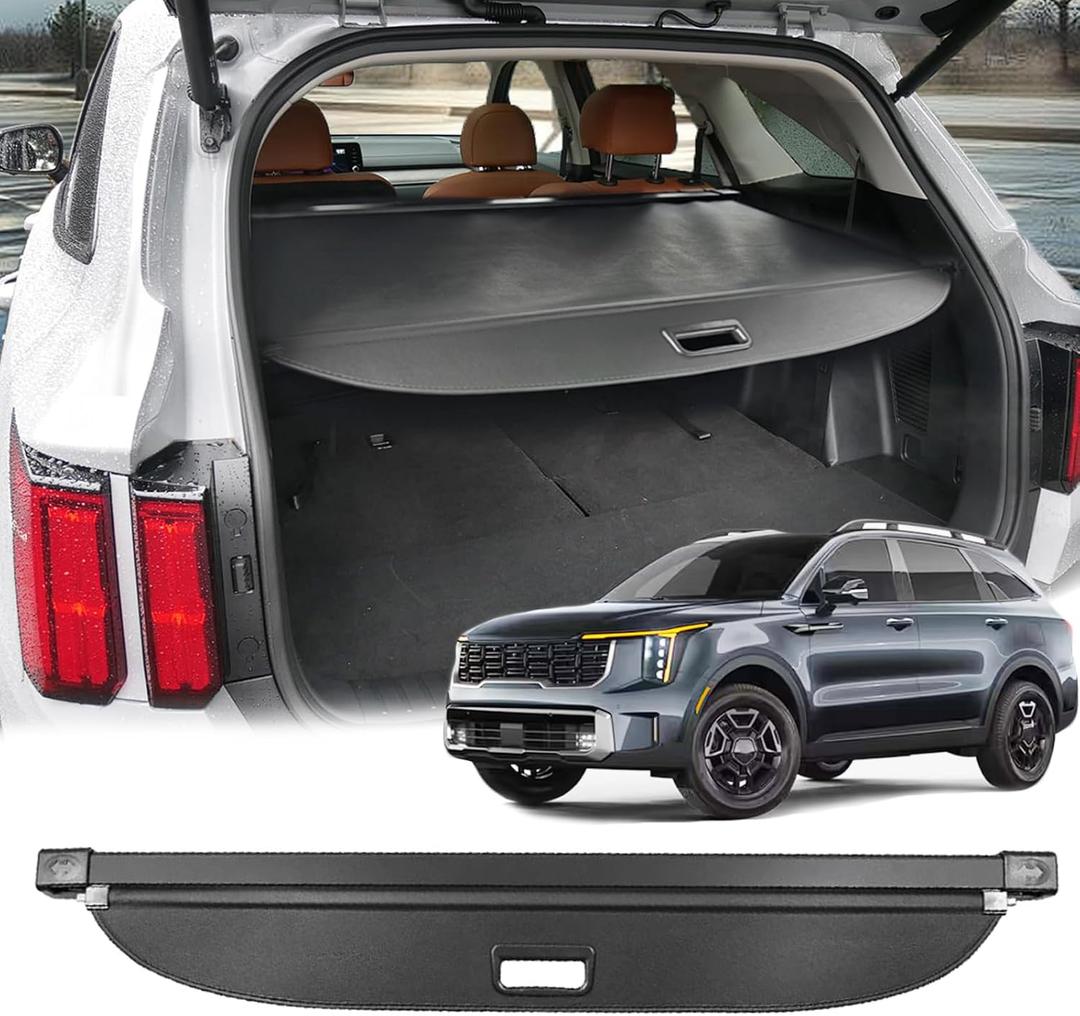 Cargo Cover for Kia Sorento 2025 Accessories 2024 2023 2022 2021,Leather Retractable Trunk Cover Fits for 2021-2025 Kia Sorento Accessories Security Protector Luggage Privacy Screen