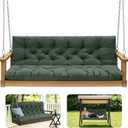 Porch Swing Cushions, Outdoor Cushions 3 Seater Replacement with Backrest, Waterproof Thickened Bench Cushion with Ties for Porch, Patio, Outdoor, Backyard and Garden (Dark Green 60 * 40 in)