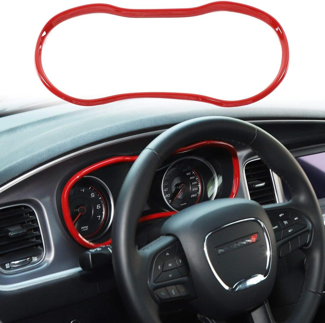 Voodonala for Durango Center Consoles Dash Board Instrument Console Fascia Trim for 2011-2024+ Dodge Durango Interior Accessories, 1pc Red ABS