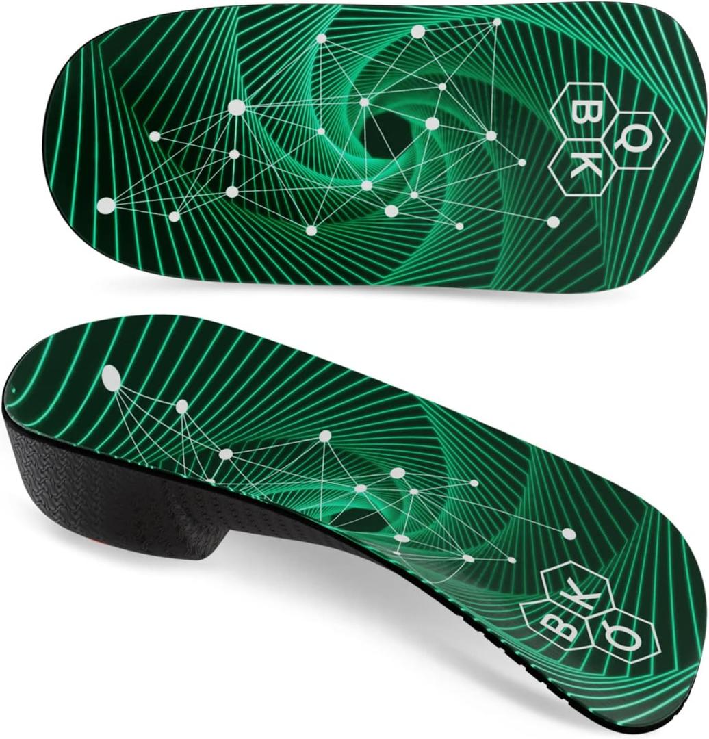 Plantar Fasciitis Orthotic Shoe Insoles, QBK High Arch Support Inserts for Dispersal Heel Pressure and Pain ReliefS