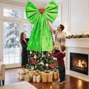 Large Lime Green Christmas Tree Topper Bow 20x26 Inches Faux Furry Plush Oversized Bow for Indoor Outdoor Xmas Decor, Wreath, Mantel, Party Favor