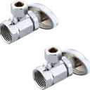 (2-Pack) Cyrret Angle Stop Shut off Valve Multi-Turn 1/2-Inch FIP Inlet X 3/8-Inch Compression Outlet, No Lead Brass Chromed, CUPC NSF AB1953 Approved