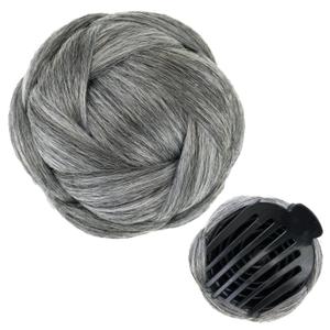 IMISSU Braided Chignon Hair Donut Hairpieces Dancer Scrunchie Claw Hair Bun Updo Wig (Grey)