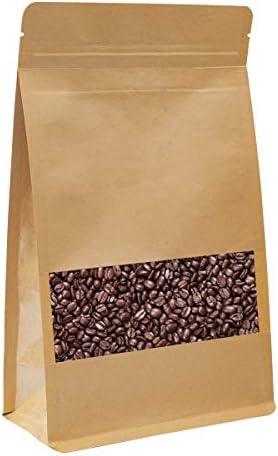 IDEALUX Stand Up Kraft Pouch Bags, Reusable Zip Lock Sealing & Notch Matte Transparent Window Bags, Resealable Zip Lock Food Storage Bag,11x7 + 3.14 Inches, Pack of 50