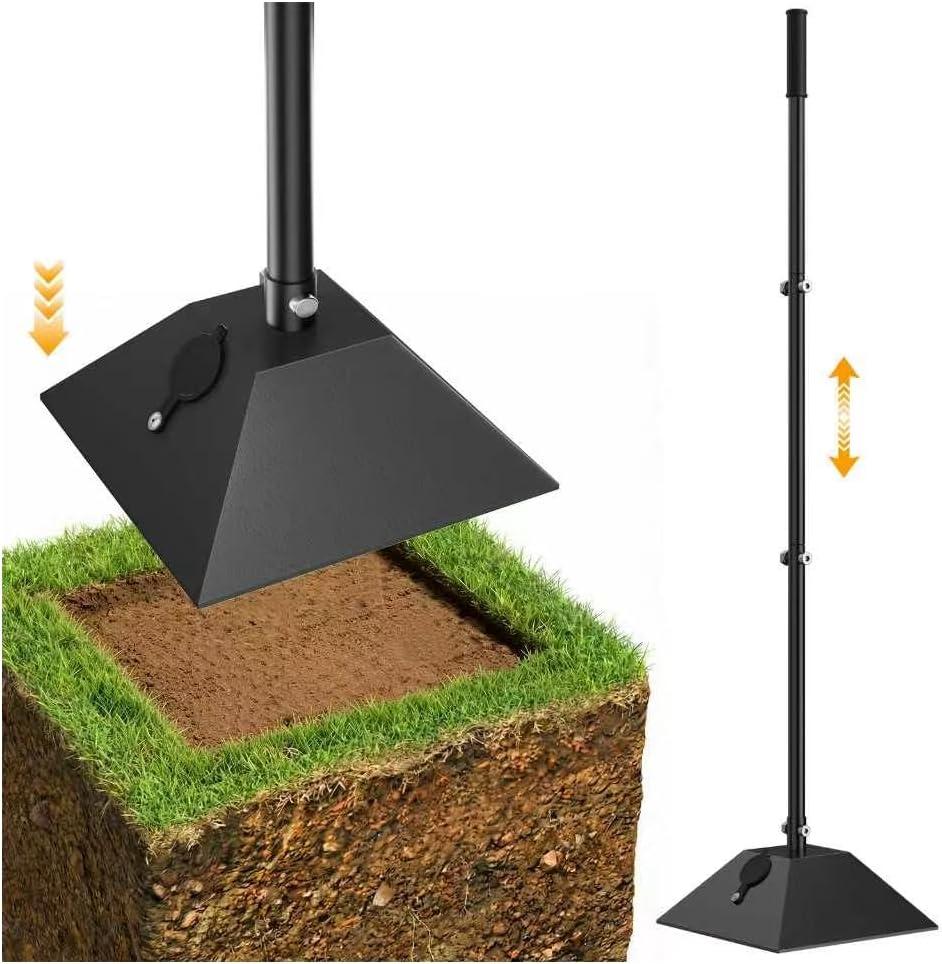 Steel Tamper 8"x8" with 49" Handle, Ground Tamper Tool Fillable Steel Base, Heavy Duty Compactor Tool Adjustable Length, Rubber Grip for Soil,Asphalt,Ground,Gravel,Paver,Yard and Blacktop Repair