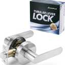 Interior Passage Lever Door Handle,Non-Locking Lever Set [for Hallway or Closet Doors],Round Door Lever Without Keys,Reversible for Bedroom, Bathroom and Rooms(Brushed Nickel)