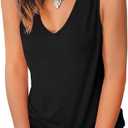 Jescakoo V Neck Tank Tops for Women Casual Sleeveless Shirts Loose Fit Summer (Black, XL)