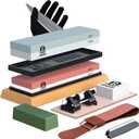 Complete Knife Sharpening Stone Kit - Goodjob Premium Whetstone Knife Sharpener Stone - Dual Grit 400/1000 3000/8000 Wet Stone Sharpening Kit with Cut Resistant Gloves, Honing Guide, Bamboo Base