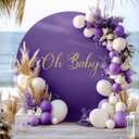 Gallety 7.2 FT Purple Round Backdrop Cover for 5 to 7.2ft Circle Arch Stand with Oh Baby Decal Sign - Adjustable Polyester Arch Backdrop Cover for Wedding Arch Birthday Party Photography Decoration