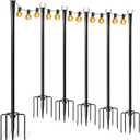 6 Pack String Light Poles for Outside, Thickened Metal Lights Hanger Pole Outdoor with Fork, Lighting Hanging Post Accessories for Patio Decor Garden Backyard Yard Front Porch Outside Decorations