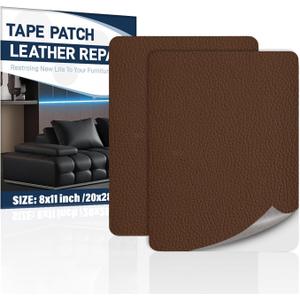 Zenyao Leather Repair Patch for Furniture - Self Adhesive Leather Repair Tape Kit, Vinyl Repair Patch, Ideal for Car Seats Couch Sofa Office Chair, 8x11 Inch, Brown, 2 Pieces